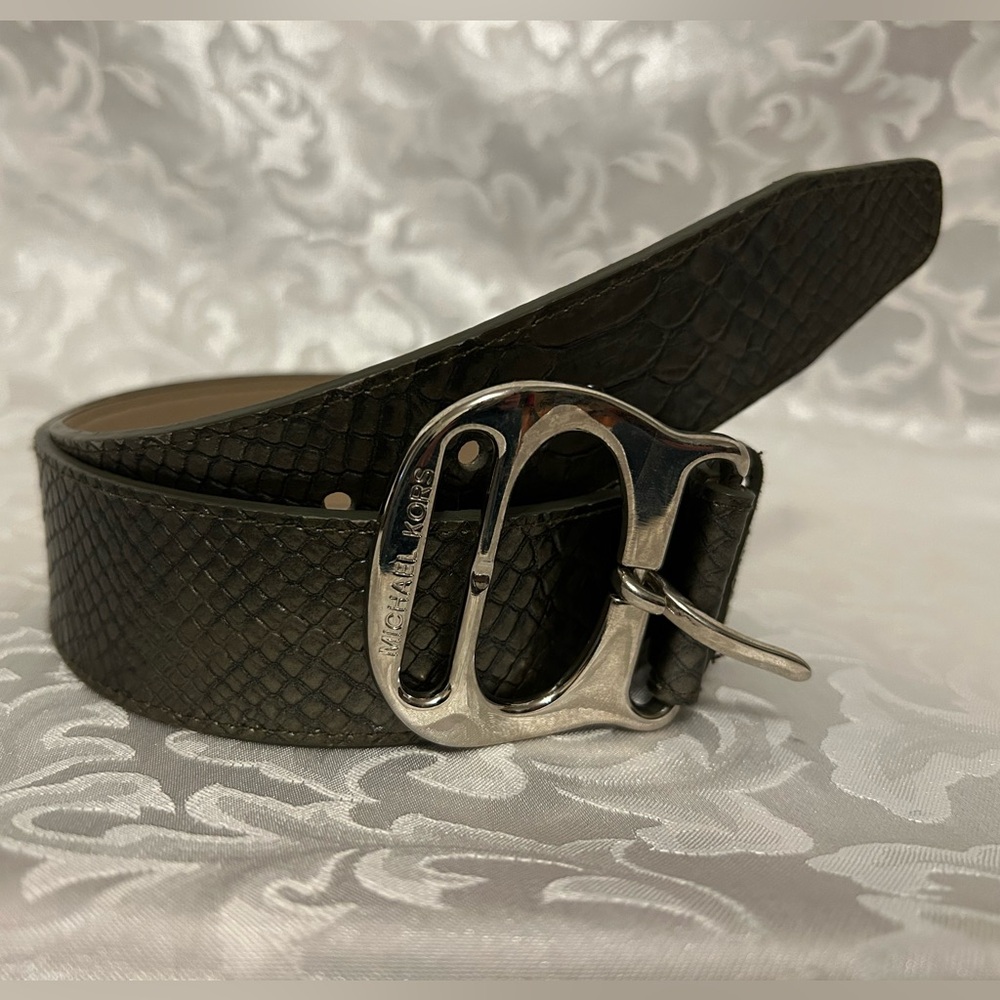 Michael Kors Crocodile Embossed Italian Leather Belt, Size M, NWOT
